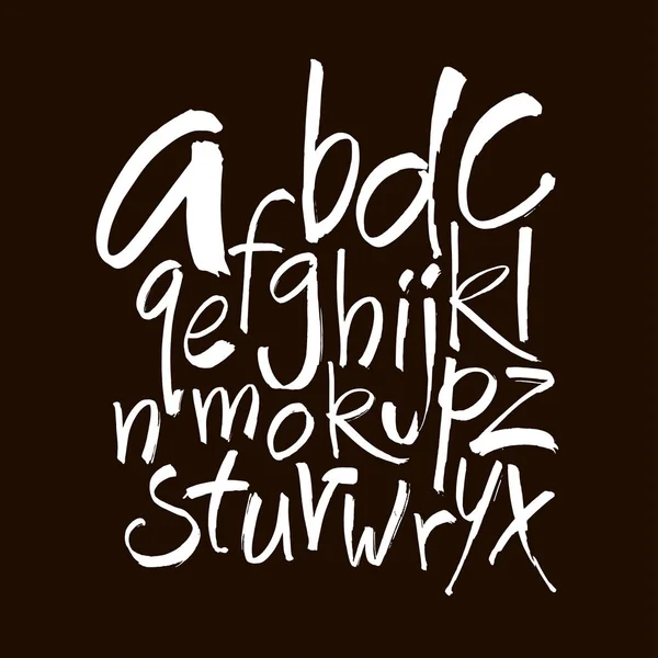 Vector acryl borstel stijl met de hand getekend alfabet lettertype. Kalligrafie alfabet op een zwarte achtergrond — Stockvector