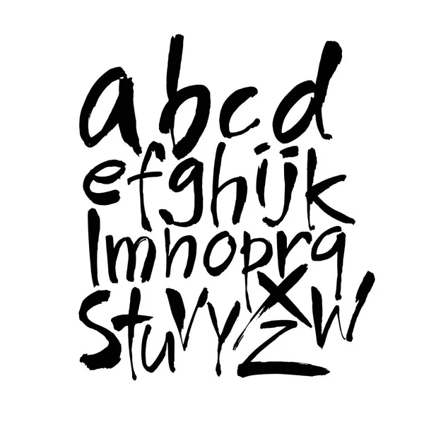 Vektör Akrilik Fırça Biçimli El Çizimi Alfabe Yazıtipi. Beyaz arkaplanda hat alfabesi — Stok Vektör