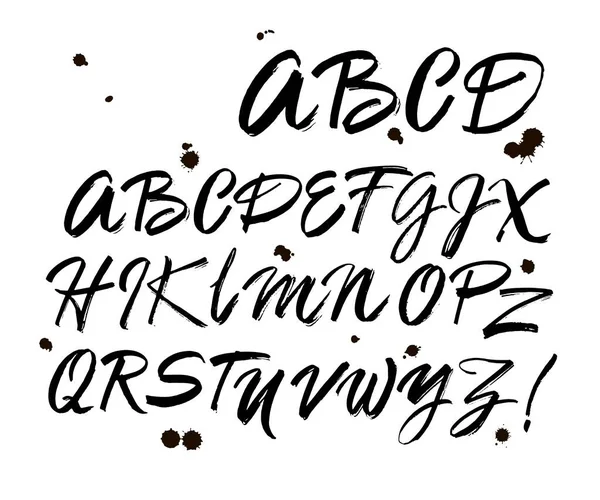 Vector Acrylic Brush Style Hand Drawn Alphabet Font. 흰색 바탕에 있는 필도 문자 — 스톡 벡터