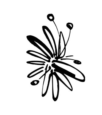 Simge vektör çiçeği. Eko-doğa sağlıklı bir kavram. Yeşil doğal bitki sembolü. Logo işareti tasarımı. Modern fırça mürekkep çizimi beyaz arkaplanda izole edildi