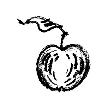 Apple vektör çizim simgesi arka planda izole edildi. El çizimi pastel çizimler. Infographic, web sitesi veya uygulama için Apple taslak simgesi.