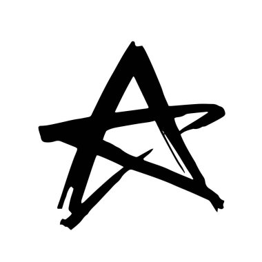 Yıldız. Tasarım için el çizimi bir nesne. Soyut fırça çizimi. Vektör sanat illüstrasyon grunge yıldızı