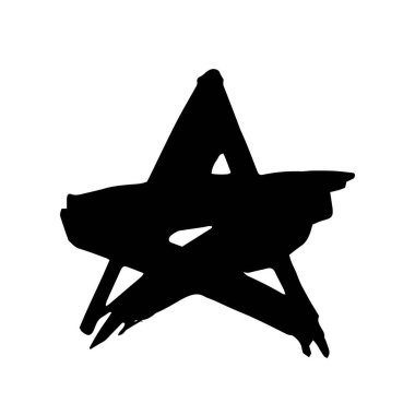 Yıldız. Tasarım için el çizimi bir nesne. Soyut fırça çizimi. Vektör sanat illüstrasyon grunge yıldızı