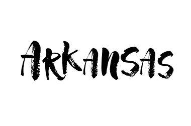 ABD eyalet adı, Arkansas, vektör adı, beyaz arka planda izole edilmiş, fırça harfleri, modern mürekkep el yazısı, el yazısı