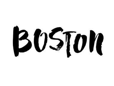 Boston modern şehir el yazısı fırça harfleri, beyaz arka planda izole. Mürekkep kaligrafi. Tişört baskısı, tipografi kartı, poster tasarımı. Vektör illüstrasyonu.