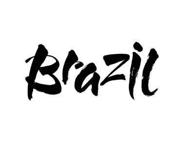 Brezilya el yazısı. Portekizce Brezilya. Ülkenin adı. El çizimi harflerle arka plan. Mürekkep çizimi. Modern fırça kaligrafisi. Beyaz arka planda izole edilmiş. Vektör