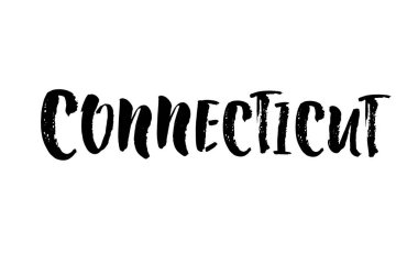 Connecticut 'ın el yazısı kaligrafik fırçayla yazılmış. ABD eyaleti. Motivasyon verici ve ilham verici bir alıntı. Vektör yazdırma tasarımı.