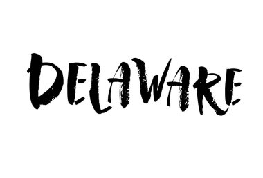Delaware 'de. Amerikan devleti. Mektup. El ilanları, afişler, kartpostallar ve posterler için element. El çizimi vektör çizimi. Modern fırça hat sanatı.