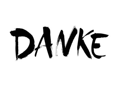 Teşekkürler. Almanca teşekkür ederim. El çizimi vektör harfleri beyaz arka planda izole edilmiş. Yazdırma, web sayfaları ve daha fazlası için modern fırça mürekkebi kullanıcı kartpostalları.