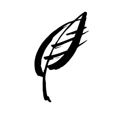 Simge vektör yaprağı. Eko-doğa sağlıklı bir kavram. Yeşil doğal bitki sembolü. Logo işareti tasarımı. Modern fırça mürekkep çizimi beyaz arkaplanda izole edildi