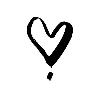 Kara Kalp illüstrasyonu. El yapımı fırça kalem boyası. Sevgililer Günü romantik tarzı.