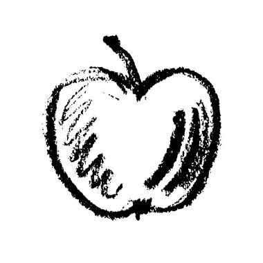 Apple vektör çizim simgesi arka planda izole edildi. El çizimi pastel çizimler. Infographic, web sitesi veya uygulama için Apple taslak simgesi.