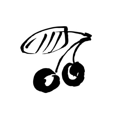 Arka planda kiraz vektörü çizimi simgesi izole edildi. El çizimi mürekkep fırçası çizimi. Bilgi, web sitesi veya uygulama için kiraz eskiz simgesi.