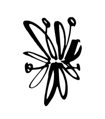 Simge vektör çiçeği. Eko-doğa sağlıklı bir kavram. Yeşil doğal bitki sembolü. Logo işareti tasarımı. Modern fırça mürekkep çizimi beyaz arkaplanda izole edildi