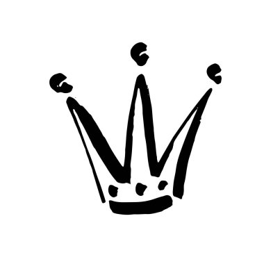 Taç karalama ikonu. Modern fırça mürekkebi. Beyaz arka planda izole edilmiş. Vektör