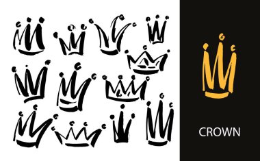 Taç karalama ikonu. Modern fırça mürekkebi. Beyaz arka planda izole edilmiş. Vektör