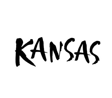 Kansas mı? Amerikan devleti. Mürekkep harfleri. Modern fırça kaligrafisi. El çizimi vektör çizimi. Sizin için tasarım elementi.