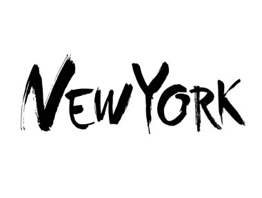 New York 'un beyaz arka planda izole edilmiş el yazısı harfleri. Tipografi posteri için modern fırça hat sanatı