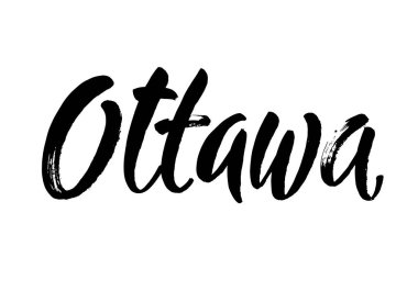 Ottawa, Canada hand-lettering calligraphy. Ottawa hand drawn stock illustration. Modern brush ink. Isolated on white background. Vector