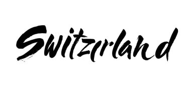 İsviçre 'de elle yazılmış bir kelime. El yapımı fırça harfleri. Tasarımınız için kaligrafik öge. Vektör illüstrasyonu.