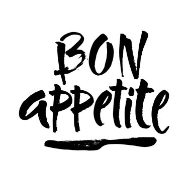 Afiyet olsun el yazısı, klasik fırça tipografisi, beyaz arka planda izole edilmiş özel yazı. Vektör illüstrasyonu.