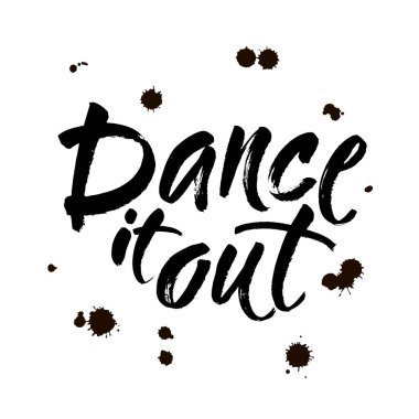 Alıntı harfleriyle dans et. Dans stüdyosu kaligrafi ilham verici grafik tasarım tipografi öğesi. El yazısıyla yazılmış kartpostal. Sevimli basit vektör harfleri. El yazısı işareti. Vektör