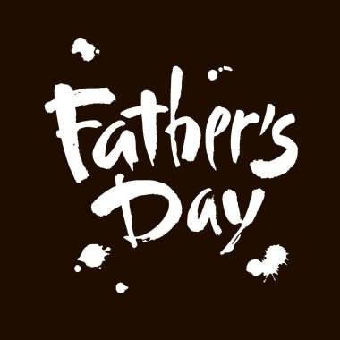 Babalar Günü el yazısıyla yazılmış mutlu mektuplar. Tasarımınız için siyah arkaplanda fırça desenli vektör kaligrafisi