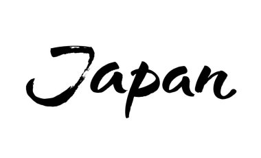 Vektör illüstrasyonu: Beyaz arka planda Japonya 'nın el yazısı modern fırça harfleri. Mürekkep kaligrafisi