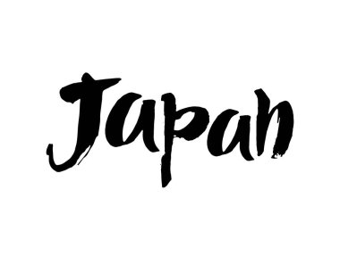 Vektör illüstrasyonu: Beyaz arka planda Japonya 'nın el yazısı modern fırça harfleri. Mürekkep kaligrafisi