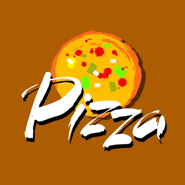 Pizza Caligrafía Letras Manuales Pizza Ilustración Vectorial Dibujado Mano Tinta — Vector de stock