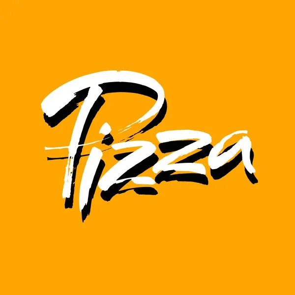 Pizza 손으로 브러시 배경에서 — 스톡 벡터