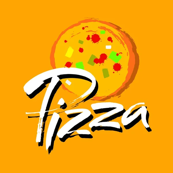 Pizza Handskrift Kalligrafi Pizza Handritad Vektor Illustration Modern Penselbläck Isolerad — Stock vektor