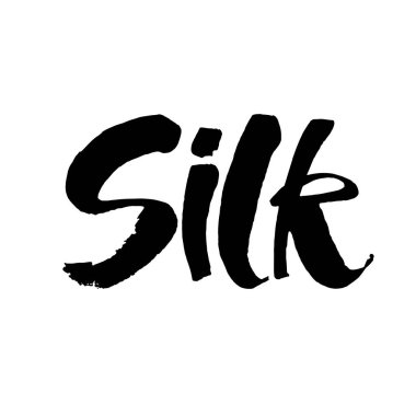 Doğal organik ipek vektör etiketi, çıkartması, logosu. Beyaz arkaplanda izole edilmiş bir simge. Modern mürekkep fırçası kaligrafi