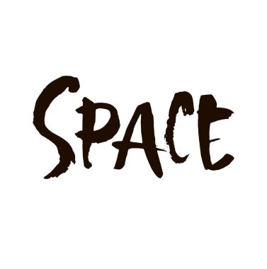 Uzay Tipografisi harfi - Islak fırça ve siyah mürekkeple el yapımı - arkaplan uzay vektörü