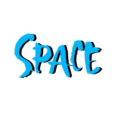 Uzay Tipografisi harfi - Islak fırça ve siyah mürekkeple el yapımı - arkaplan uzay vektörü