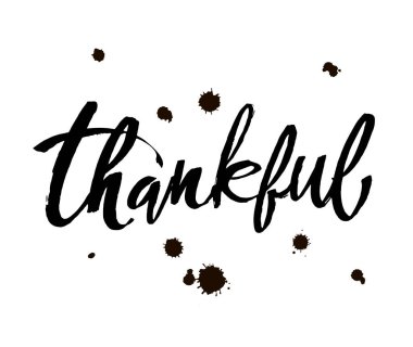 Şükran Günü 'nde basit harflerle yazılıyor. Beyaz arkaplanda metin. Modern fırça kaligrafisi. Vektör illüstrasyonu.