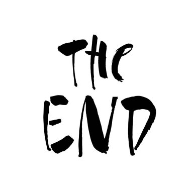 Orijinal el yazısı The End. Modern fırça kaligrafisi. Logo, poster, etiket, kart, pankart, baskı ve web projesi için vektör ilüstrasyonu.
