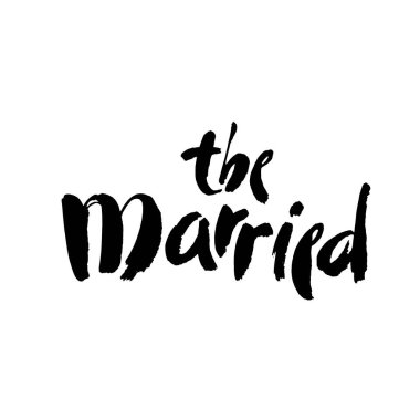 Evlilik sanat fırçası mürekkep kaligrafi metni tebrik kartı için. Beyaz arka planda mürekkep harfleri var. Modern fırça kaligrafisi. Vektör