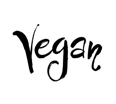 Vegan gıda konsepti tasarımının vektör çizimi. Restoran ve kafe menüsü için el yazısıyla yazılmış mektuplar. Modern fırça hat sanatı.