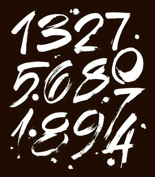 Kaligrafik Akrilik Mürekkep Numaralarının Vektör Kümesi Tasarımınız Için Abc Siyah — Stok Vektör