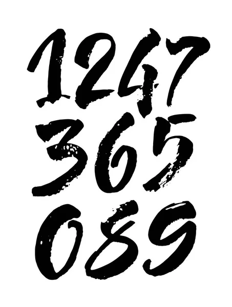 Conjunto Vectores Acrílico Caligráfico Números Tinta Abc Para Diseño Letras — Archivo Imágenes Vectoriales