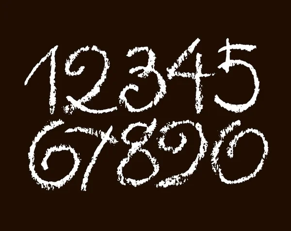 書道のパステルやチョークの数字のベクトルセット あなたのデザインのためのAbc 黒の背景にチョークレタリング — ストックベクタ