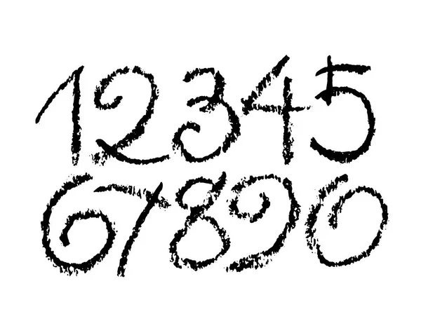 書道のパステルや木炭の数字のベクトルセット あなたのデザインのためのAbc 白い背景の木炭レタリング — ストックベクタ