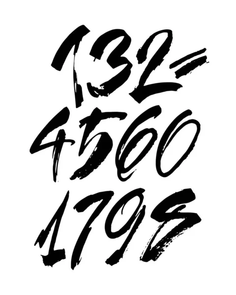Conjunto Vetorial Acrílico Caligráfico Números Tinta Abc Para Seu Design — Vetor de Stock