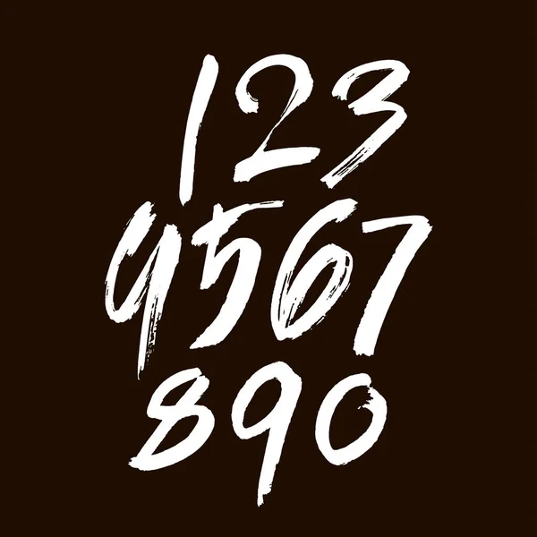 Conjunto Vetorial Acrílico Caligráfico Números Tinta Abc Para Seu Design — Vetor de Stock