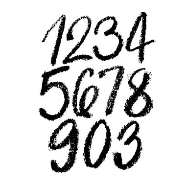 Kaligrafik pastel veya kömür sayıları seti. Tasarımınız için ABC, beyaz arkaplanda pastel harfler