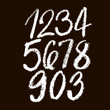 Kaligrafik pastel veya tebeşir sayıları seti. Tasarımınız için ABC, siyah arkaplanda pastel harfler