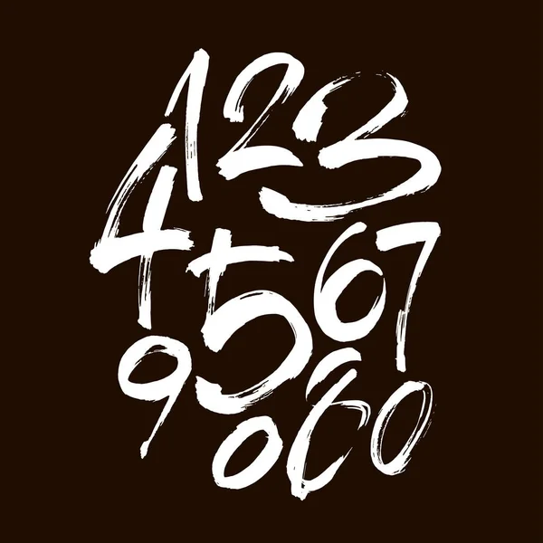 Conjunto Vectores Acrílico Caligráfico Números Tinta Abc Para Diseño Letras — Vector de stock