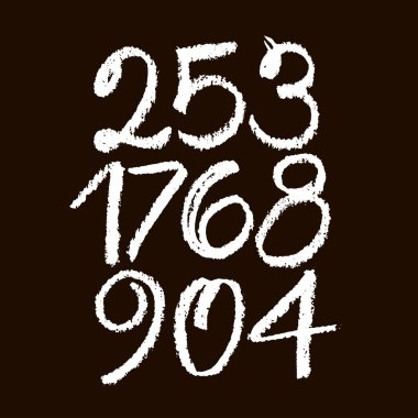 Kaligrafik pastel veya tebeşir sayıları seti. Tasarımınız için ABC, siyah arkaplanda pastel harfler