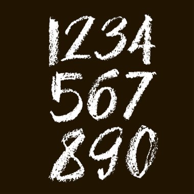 Kaligrafik pastel veya tebeşir sayıları seti. Tasarımınız için ABC, siyah arkaplanda pastel harfler